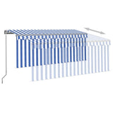 Manual Retractable Awning with Blind&LED 3.5x2.5m Blue&White 3069401