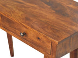 Solid Wood Mini Chestnut Hallway Console, 2 Drawers, Nordic Legs, Chestnut, Brown B2743P403207