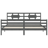 Bed Frame without Mattress Grey 200x200 cm Solid Wood 3194463