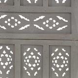 Hand carved 5-Panel Room Divider Grey 200x165 cm Solid Mango Wood 285323