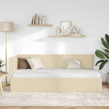 Corner Bed Frame with Headboard Cream 100 x 200 cm Velvet 42016477