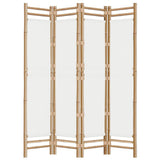 Folding 4-Panel Room Divider 160 cm Bamboo and Canvas 350624