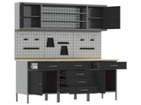 Work Cabinet with Drawer 7 pcs Black Engineered Wood and Steel 3321442