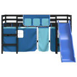 Kids' Loft Bed with Curtains without Mattress Blue 80x200 cm 3207016