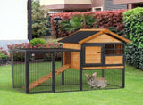 Rabbit Hutch Guinea Pig Hutch Wood-metal Elevated Guinea Pig House Pet Bunny Cage for Outdoor 122 x T3398P350056