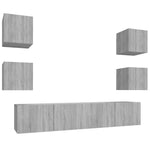 ZNTS 6 Piece TV Cabinet Set Grey Sonoma Engineered Wood 3114260