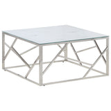 Coffee Table Silver Stainless Steel and Tempered Glass 349947