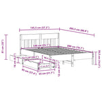 Bed Frame without Mattress 140x200 cm Solid Wood Pine 3301866