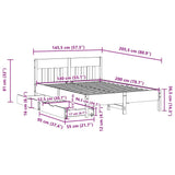 Bed Frame without Mattress 140x200 cm Solid Wood Pine 3301866