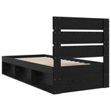 Bed Frame with Headboard Black 90 x 190 cm Solid Pine Wood 3411793