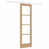 Sliding Door Natural 61 x 198.5 cm Solid Pine Wood and Glass 3332209