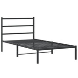 Metal Bed Frame without Mattress with Headboard Black 107x203cm 355361