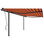ZNTS Manual Retractable Awning with Posts 4x3 m Orange and Brown 3070140