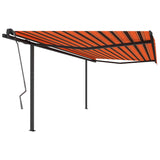 ZNTS Manual Retractable Awning with Posts 4x3 m Orange and Brown 3070140