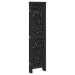 Room Divider 5 Panels Black Solid Wood Paulownia 358757