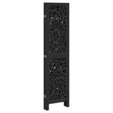 Room Divider 5 Panels Black Solid Wood Paulownia 358757