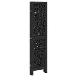 Room Divider 5 Panels Black Solid Wood Paulownia 358757
