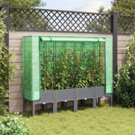 ZNTS Raised Bed with Greenhouse Cover Rattan Look 160x40x140 cm 4015863