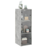 Wall Cabinet with Glass Doors Concrete Grey 35x37x100 cm 836486