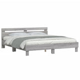Bed Frame Grey Sonoma Engineered wood, Plywood slats King 3207404