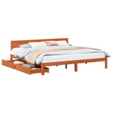 Bed Frame with Headboard Wax Brown 180 x 200 cm Solid Pine Wood 3422781