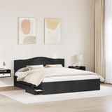 Bed Frame with Drawer Black 200 x 200 cm Engineer Wood 3412971