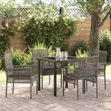 Garden Dining Set with Cushion 5 pcs Grey Poly Rattan 3379878