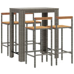 5 Piece Garden Bar Set Grey Poly Rattan&Solid Wood Acacia 3187713