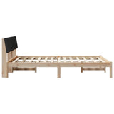 Bed frame Brown and black 140 x 190 cm Solid pine wood 878546