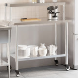 Kitchen Work Table with Overshelf 110x55x120 cm Stainless Steel 3208898