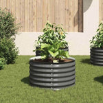 Garden Raised Bed 80x80x44 cm Galvanised Steel Grey 45530