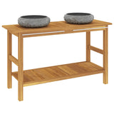 Bathroom Vanity Cabinet with Black Marble Sinks Solid Wood Teak 3096581