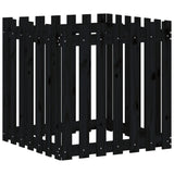 Garden Planter with Fence Design Black 70x70x70 cm Solid Wood Pine 832464
