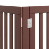 Dog Gate with Door Foldable 15 Panels Brown 750 cm Poplar Wood 3155664