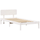 Bed Frame with Headboard White 80 x 200 cm Solid Pine Wood 872126