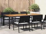 Garden Table Black 190 x 90 x 75 cm Poly Rattan 362551