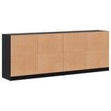 Bookcase with Doors Black 204x37x75 cm Engineered Wood 3206532