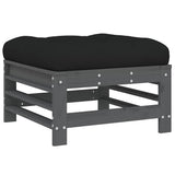 3 Piece Garden Lounge Set with Cushions Grey Solid Wood 3186034