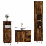 3 Piece Bathroom Furniture Set Smoked Oak Engineered Wood 3190226