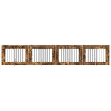 Dog Gate with Stands 4 pcs Smoked Oak 80 x 60 cm 892135