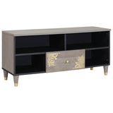 TV Cabinet with Drawer Grey 100 x 33 x 46 cm Solid Mango Wood 4018788
