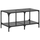 Coffee Table with Black Glass Top 78.5x40x40 cm Steel 845977