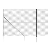Chain Link Fence with Spike Anchors Anthracite 2x25 m 153982