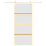 Sliding Door Gold 90x205 cm Frosted ESG Glass and Aluminium 155182