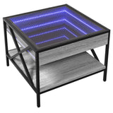 ZNTS Coffee Table with Infinity LED Grey Sonoma 50x50x38 cm 847700