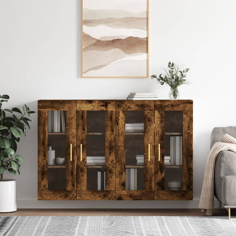 Wall Mounted Cabinets 2 pcs Smoked Oak Engineered Wood 3197934