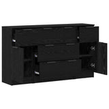 Sideboard with Drawer 3 pcs Black Oak Engineered Wood 3332538