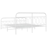 Metal Bed Frame without Mattress with Footboard White 160x200cm 377187