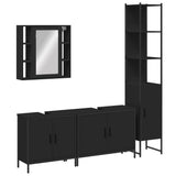 4 Piece Bathroom Cabinet Set Black Engineered Wood 3214750