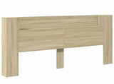 Storage Headboard with LED Sonoma Oak Engineered Wood 3418692